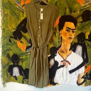 Gap New dress midi olive green women xl